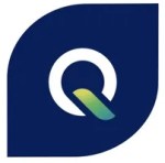 Logo featuring a white and teal Q inside a navy blue geometric shape.